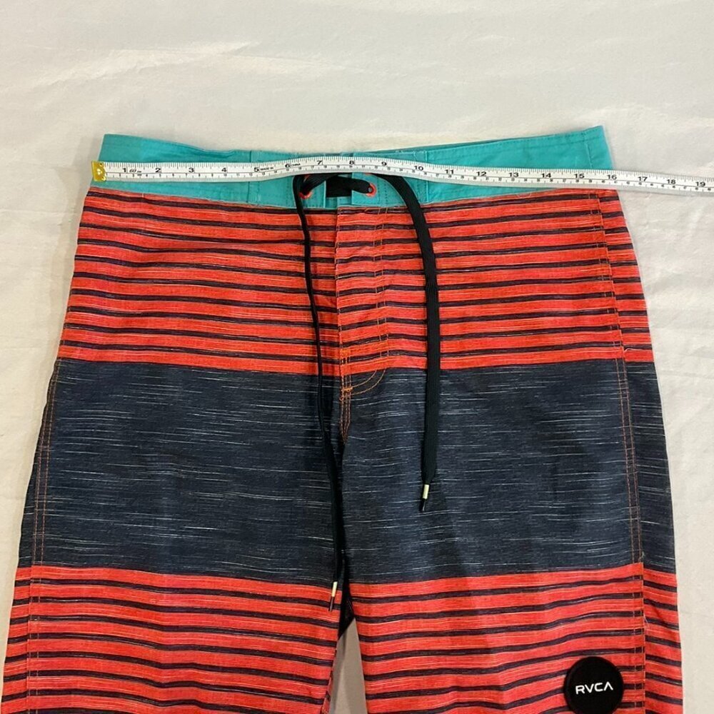 RVCA Striped Board Shorts Orange Blue Black Swim Trunks Size 30 - Picture 7 of 8